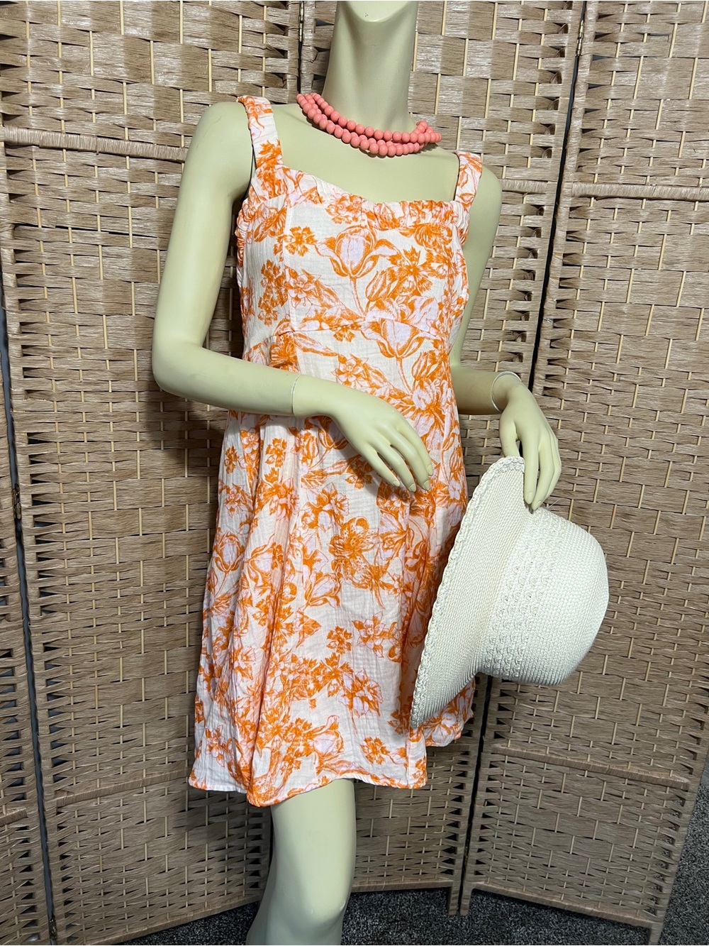 NWT Coral and light pink beach dress S
